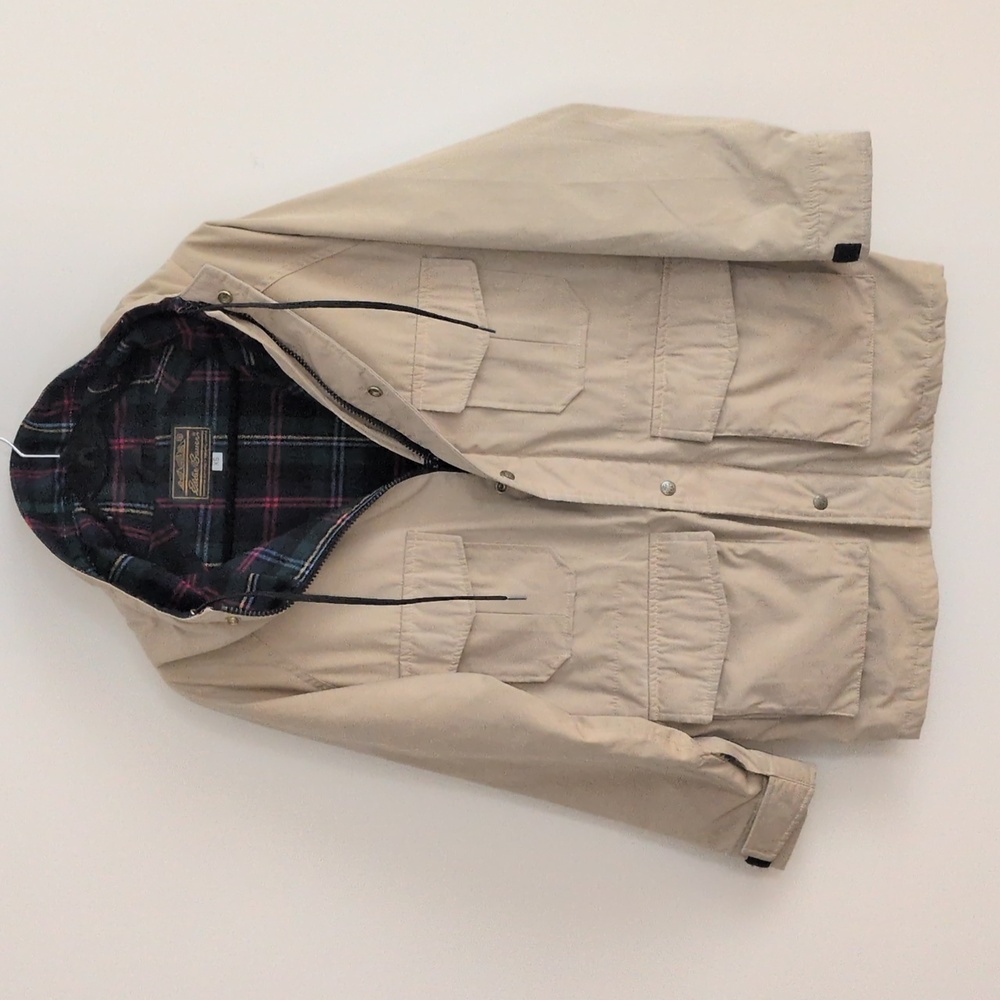 VTG Eddie Bauer Mountain Parka | Tan Plaid Lined Men’s XS Or Fits Women’s M